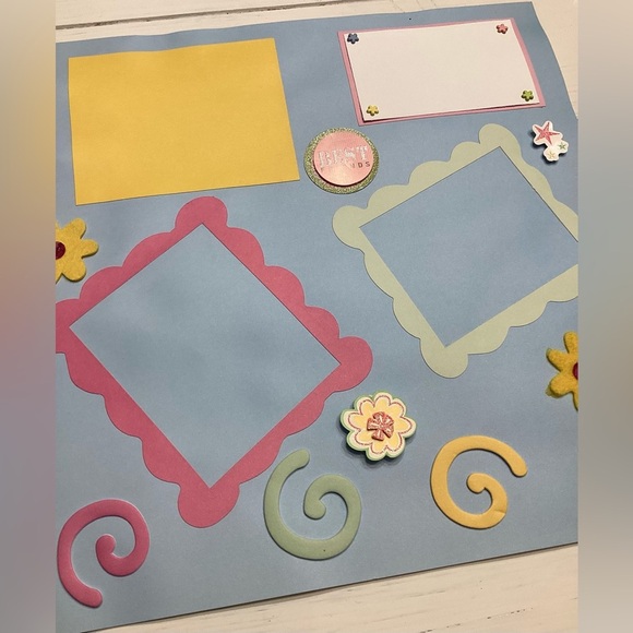 12x12 Pre-Made Friends Colorful Scrapbook Pages Set (4 pages) - Picture 3 of 7